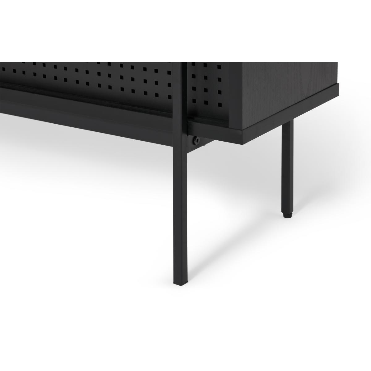 Angus Low Shelving Unit, Black Ash Effect & Perforated Metal – image 5