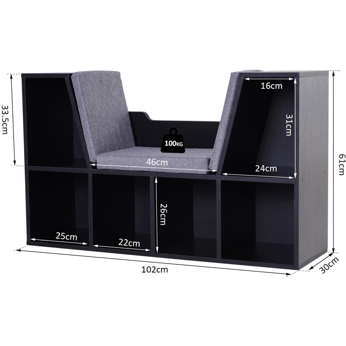 Bookcase Storage Seat Unit Kids - White – image 12