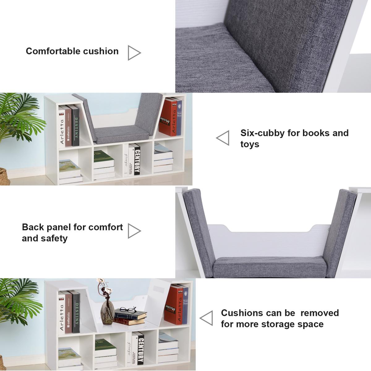 Bookcase Storage Seat Unit Kids - White – image 6