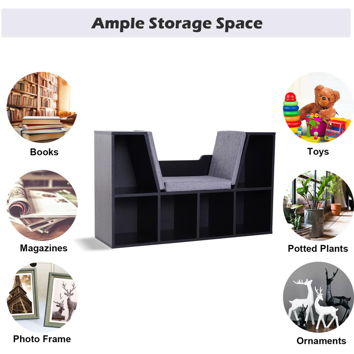 Bookcase Storage Seat Unit Kids - White – image 8