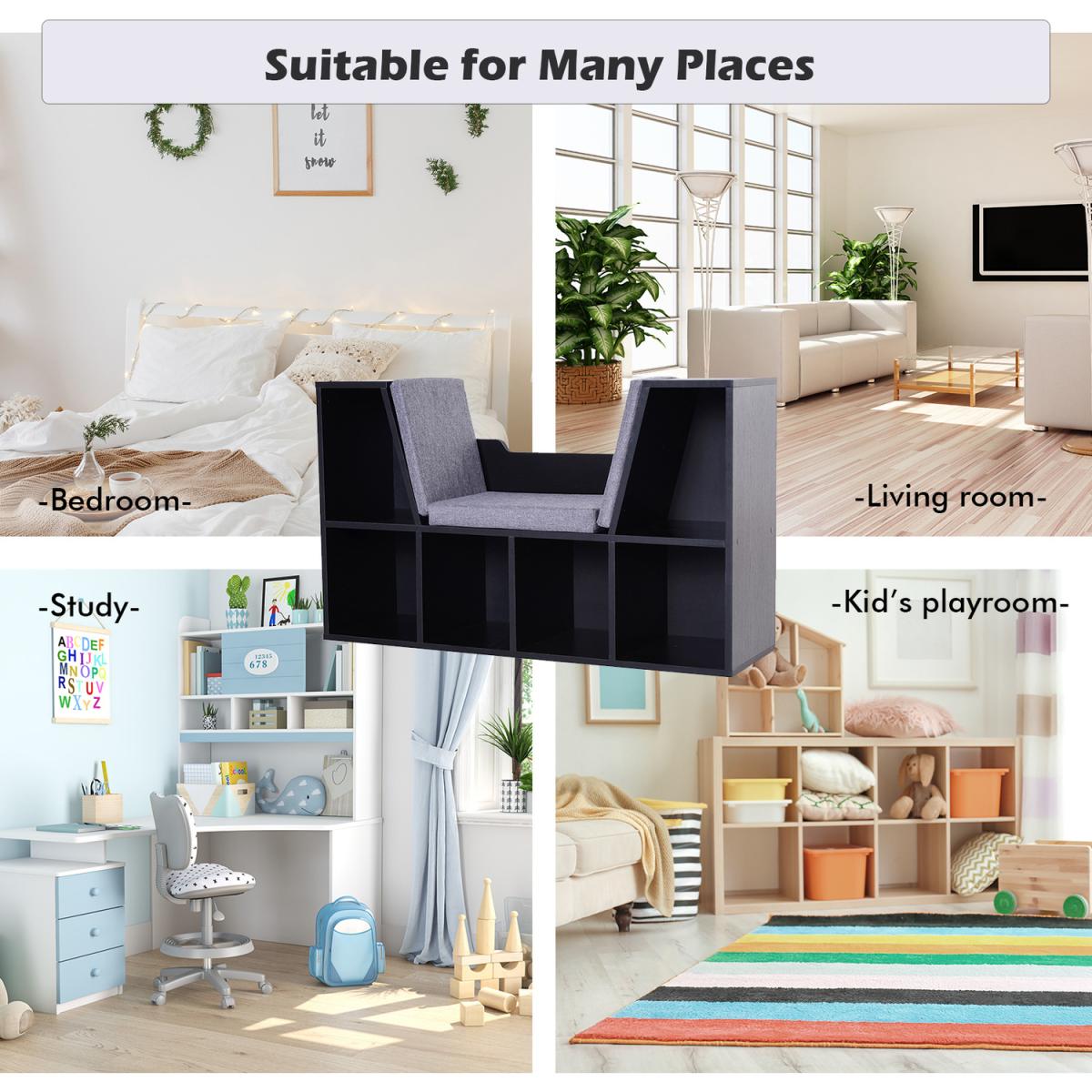 Bookcase Storage Seat Unit Kids - White – image 9