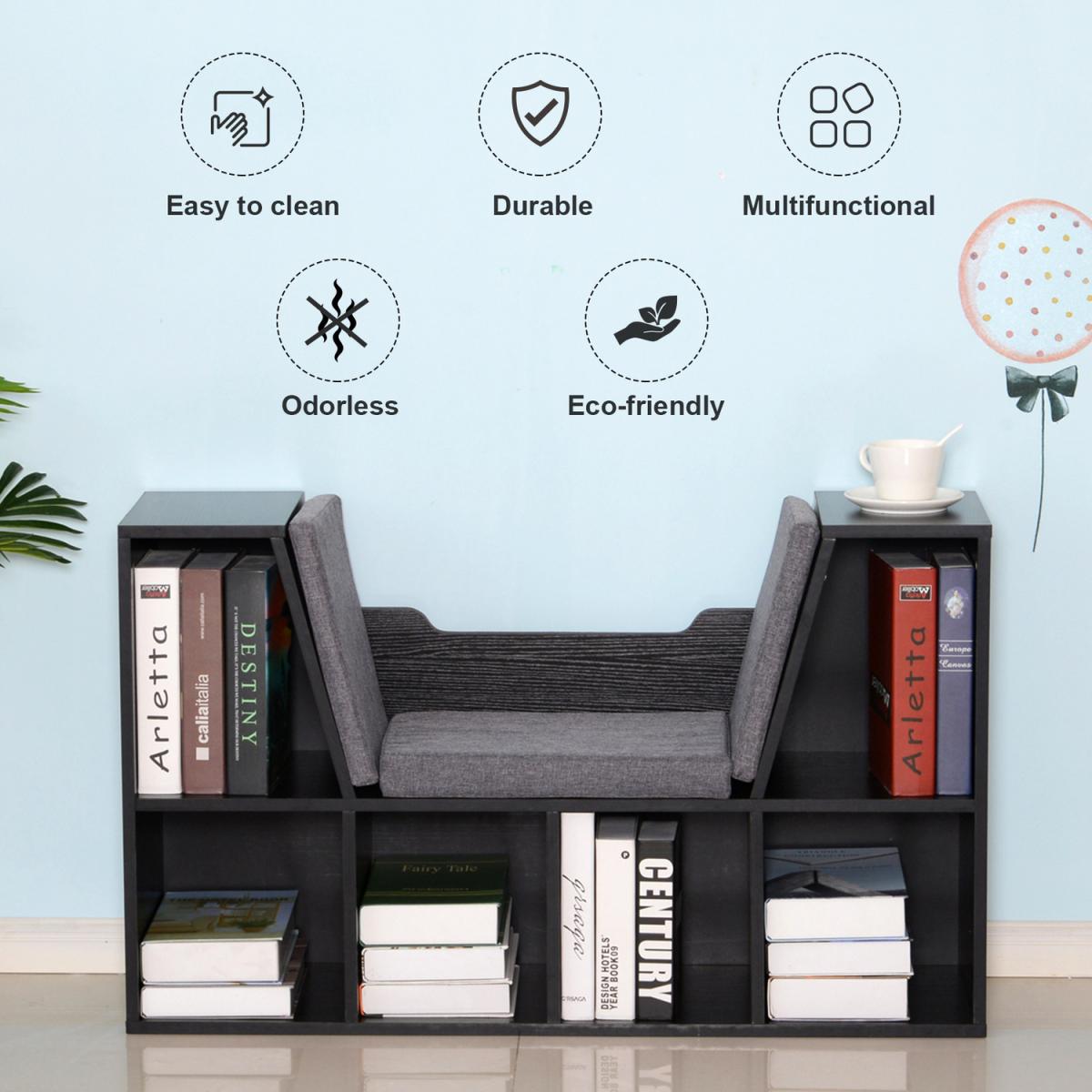 Bookcase Storage Seat Unit Kids - White – image 10