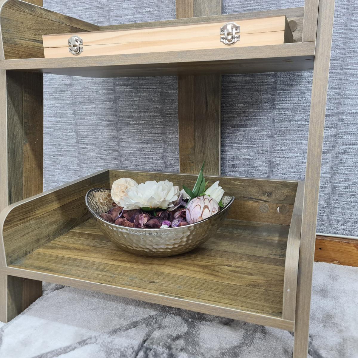 Ladder Storage Bookshelf Leaning Shelves 5-Tier Standing Shelf Bookcase - Rustic Effect – image 3