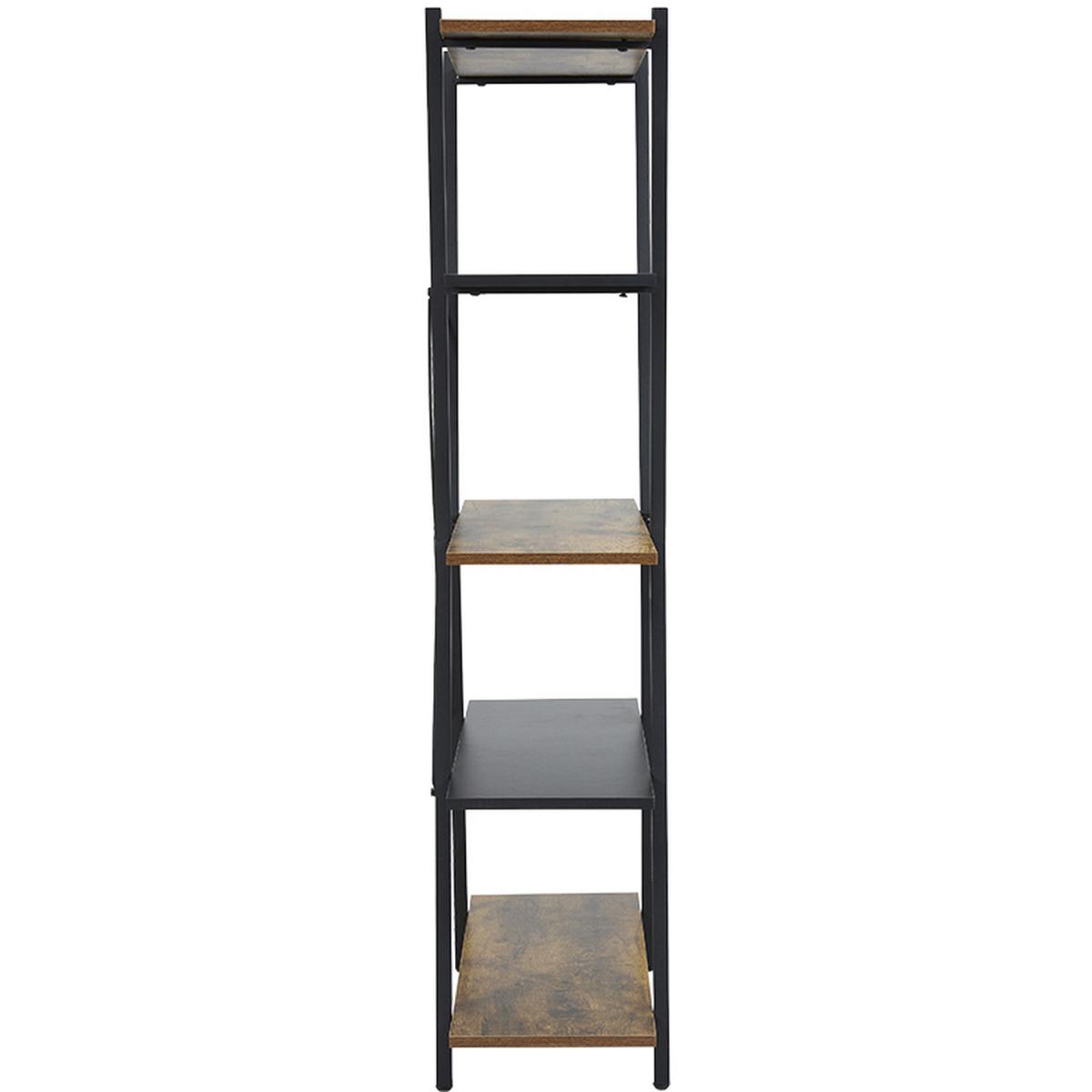 5-Tier X-Shaped Industrial Bookcase - Brown – image 5