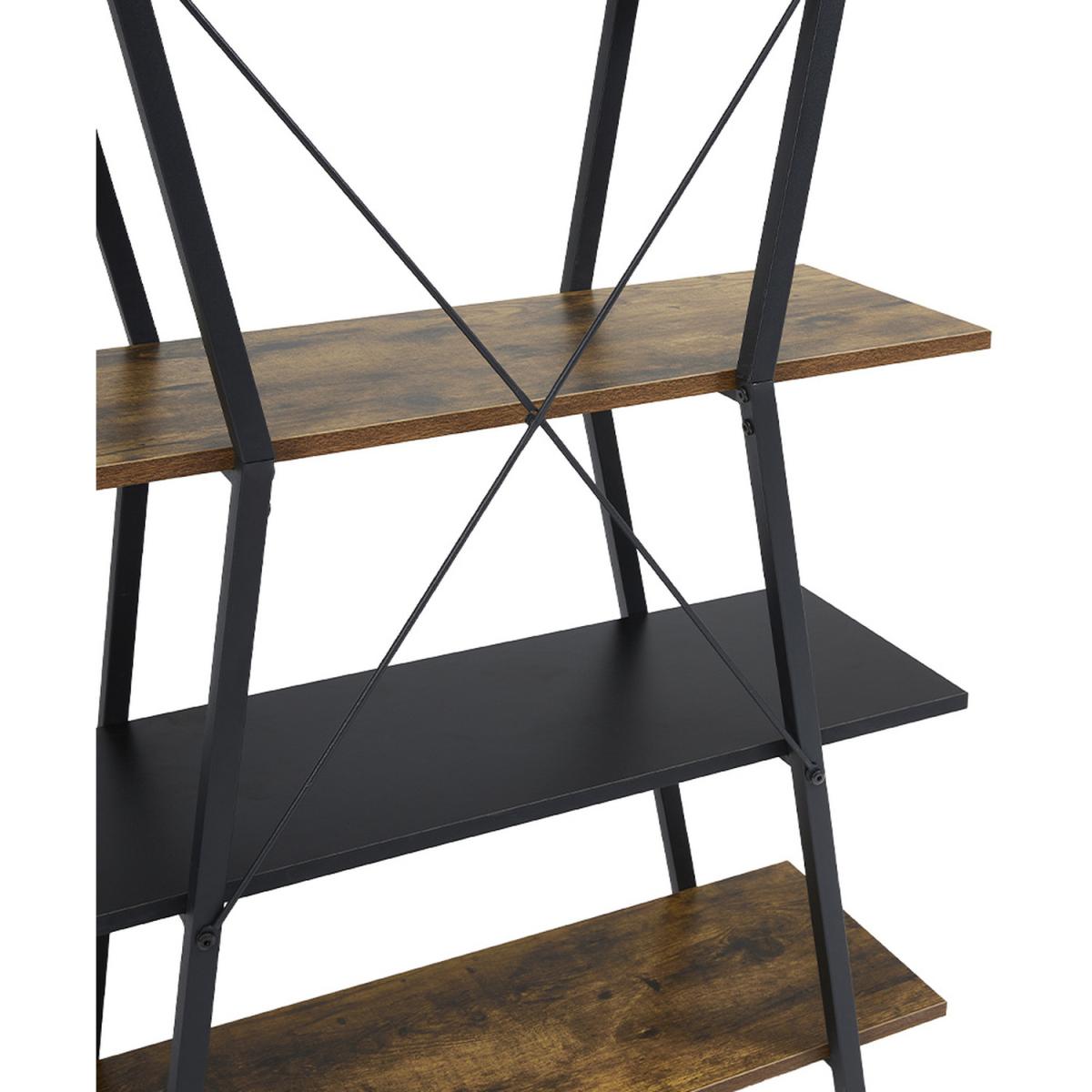 5-Tier X-Shaped Industrial Bookcase - Brown – image 6