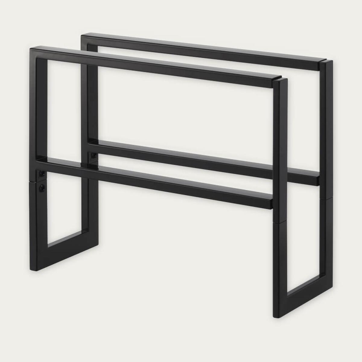 Black Line 2-Stacks Expandable Low-Profile Shoe Rack