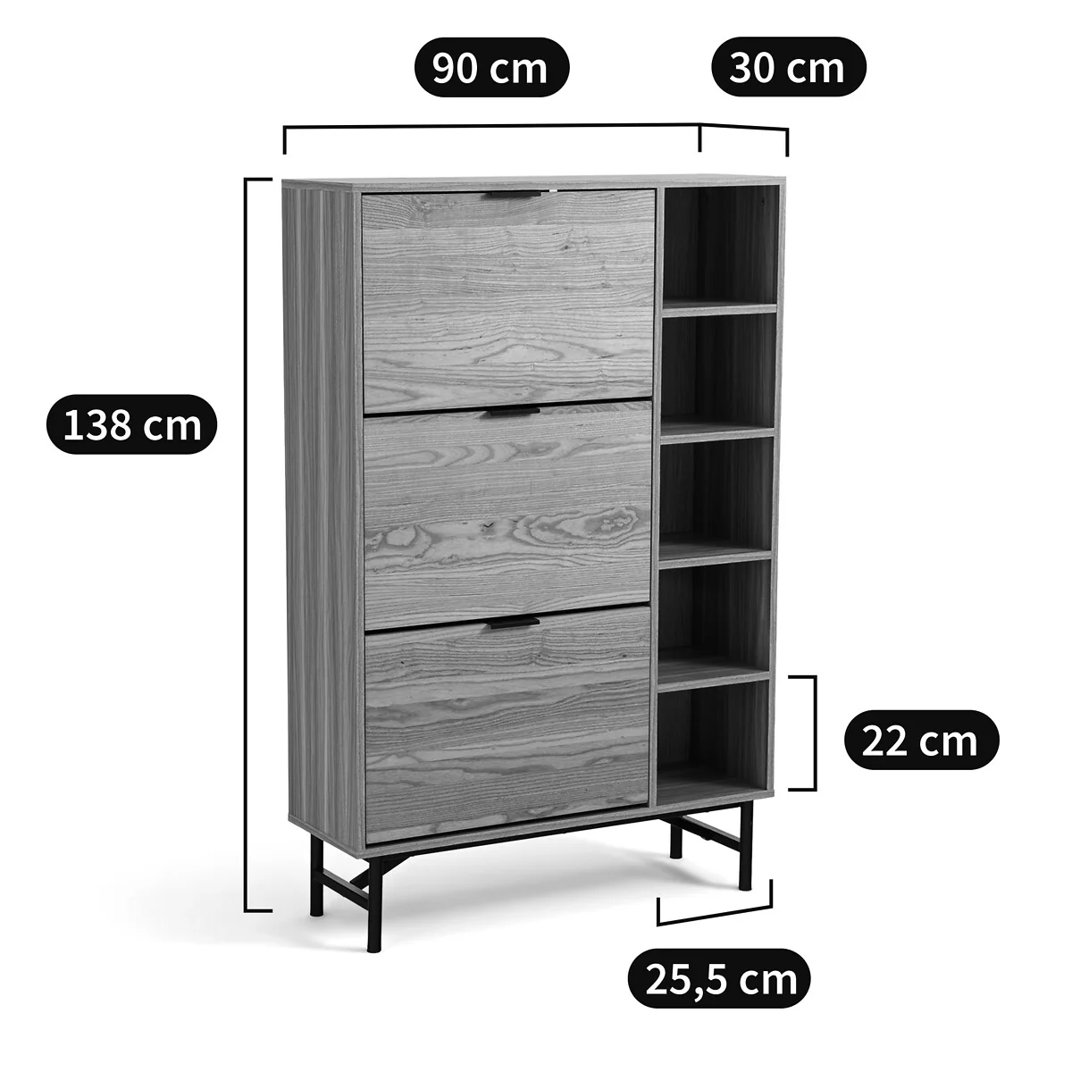 Jarta 3-Door Shoe Cabinet – image 5