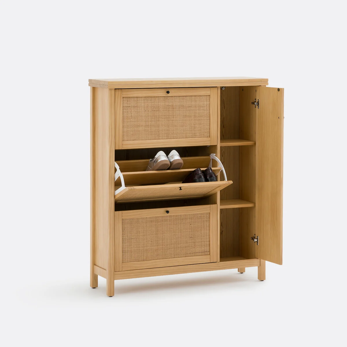 Gabin Solid Pine/Rattan Caning Shoe Cabinet – image 4