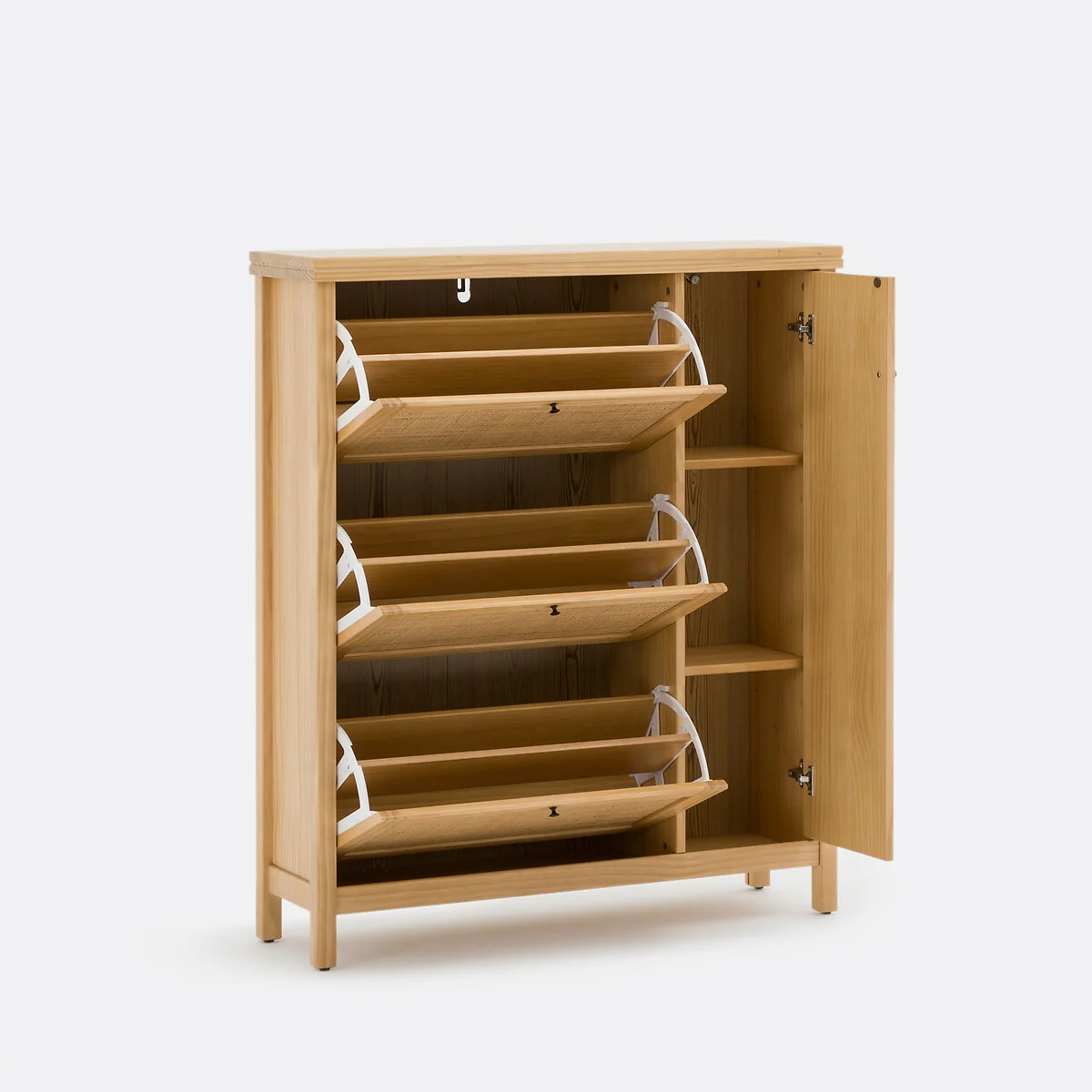Gabin Solid Pine/Rattan Caning Shoe Cabinet – image 5