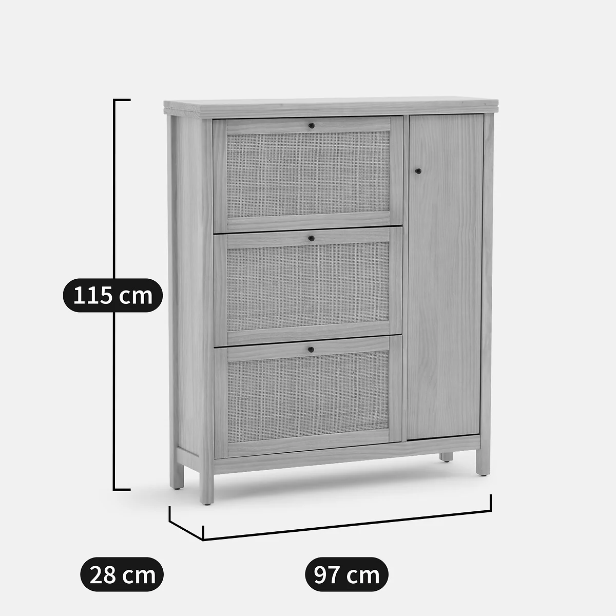 Gabin Solid Pine/Rattan Caning Shoe Cabinet – image 9