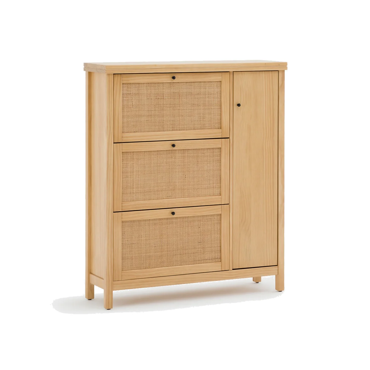 Gabin Solid Pine/Rattan Caning Shoe Cabinet – image 1