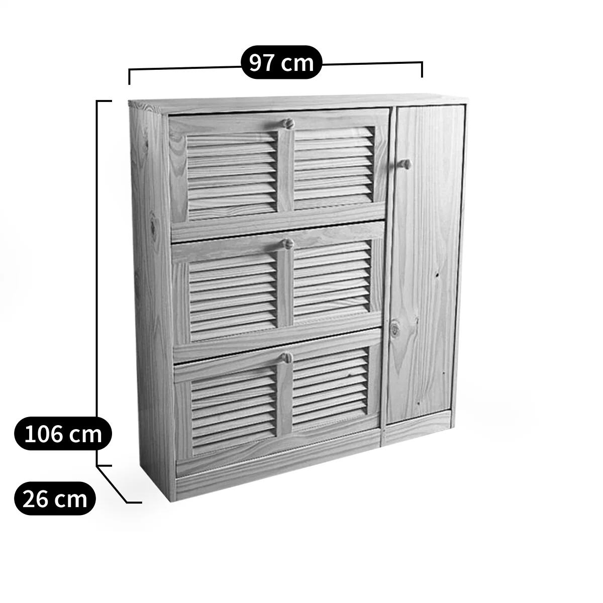 Mayor Shoe Cabinet, 1 Door & 3 Flaps – image 7