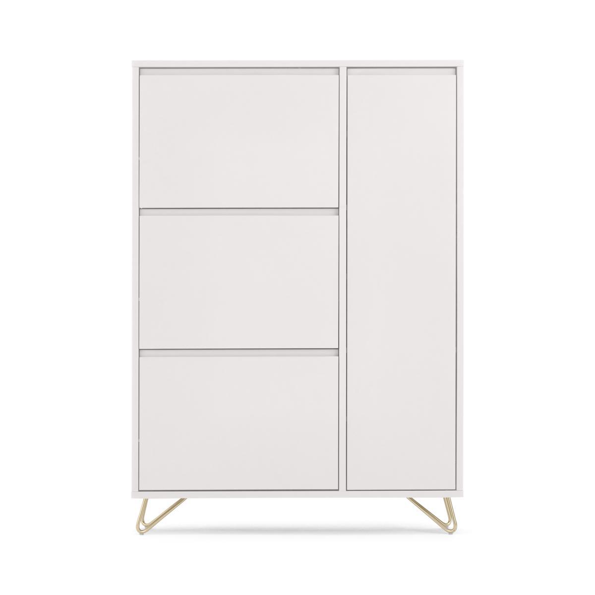 Elona Shoe Storage, Ivory White & Brass – image 2