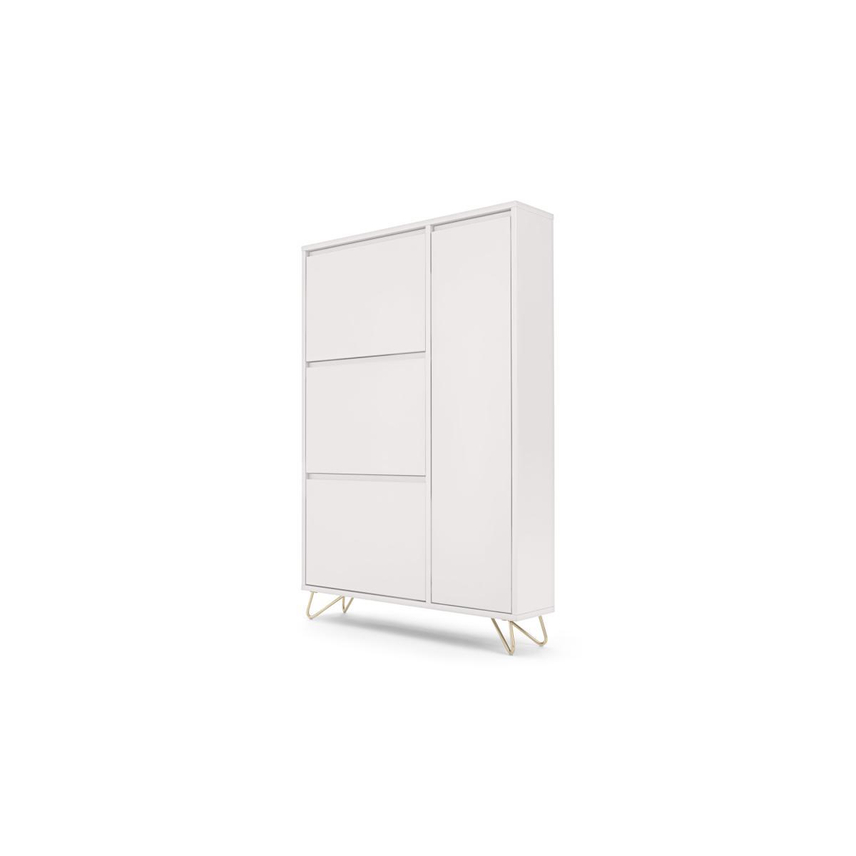 Elona Shoe Storage, Ivory White & Brass – image 3