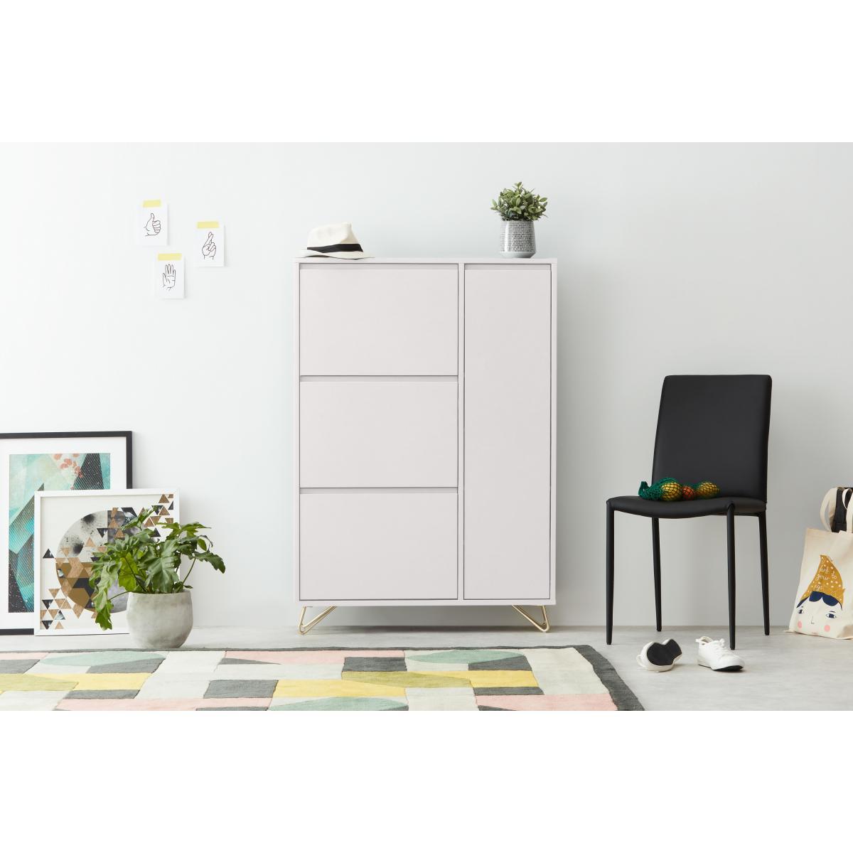 Elona Shoe Storage, Ivory White & Brass – image 4