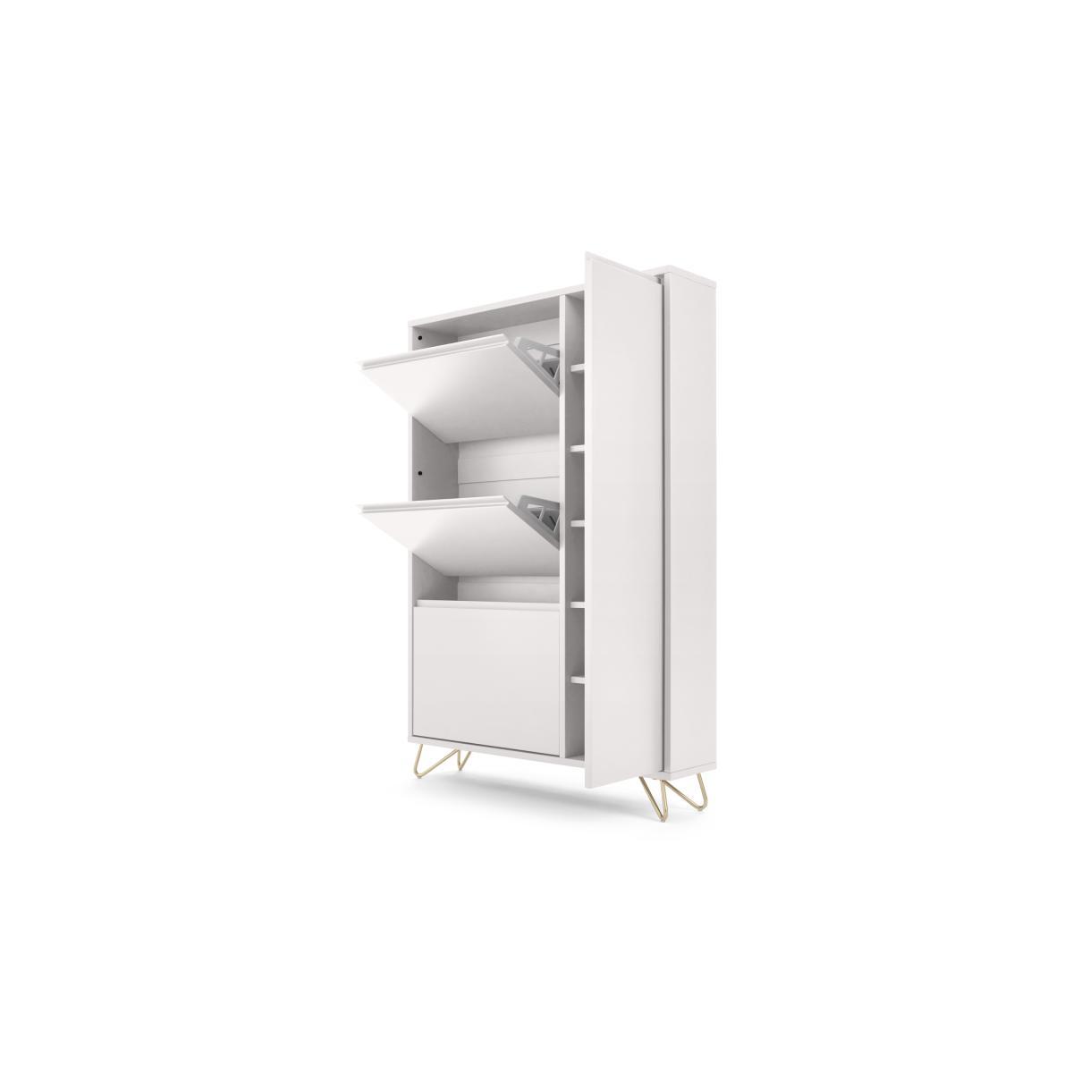 Elona Shoe Storage, Ivory White & Brass – image 6