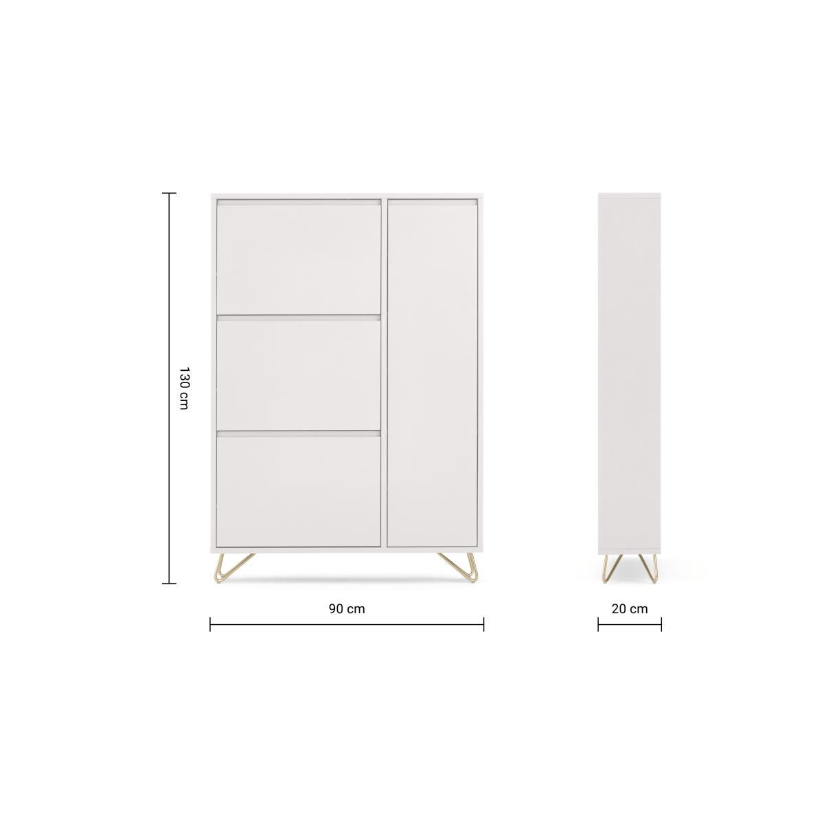 Elona Shoe Storage, Ivory White & Brass – image 9