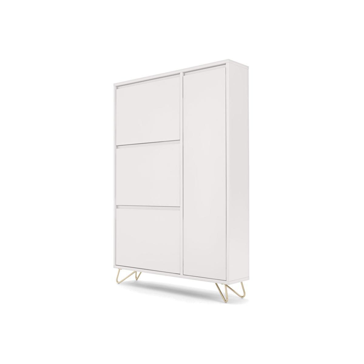 Elona Shoe Storage, Ivory White & Brass – image 1