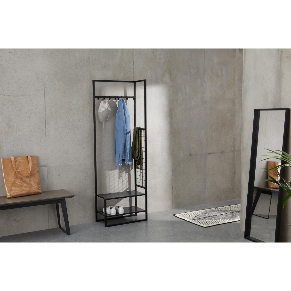 Hugin Coat Rack & Shoe Storage, Black – image 2