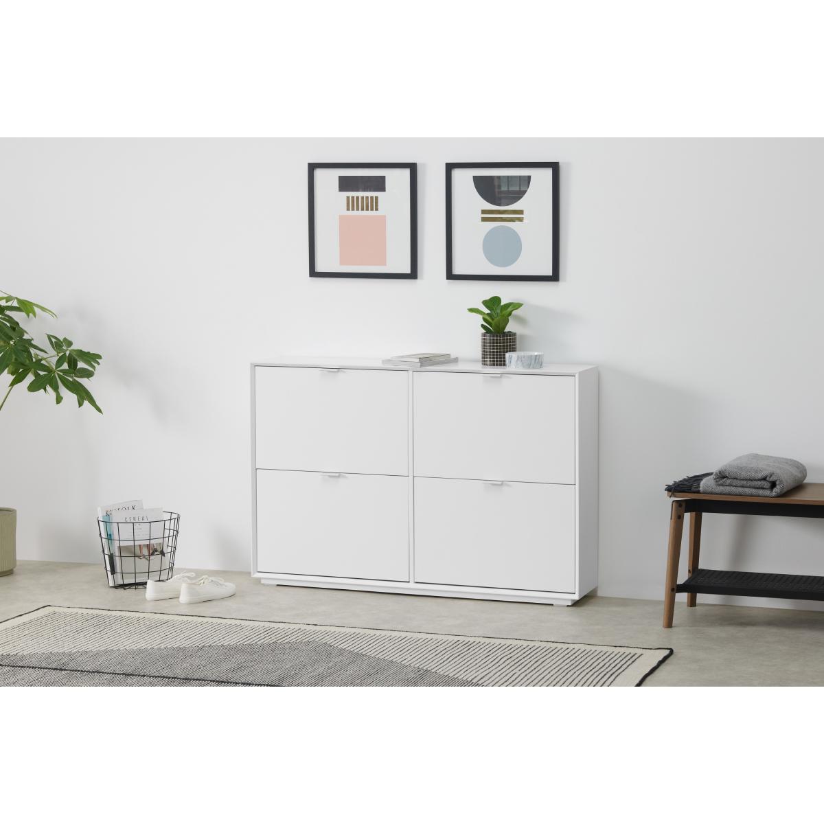 Marcell Wide Double Shoe Storage Cabinet, White – image 4