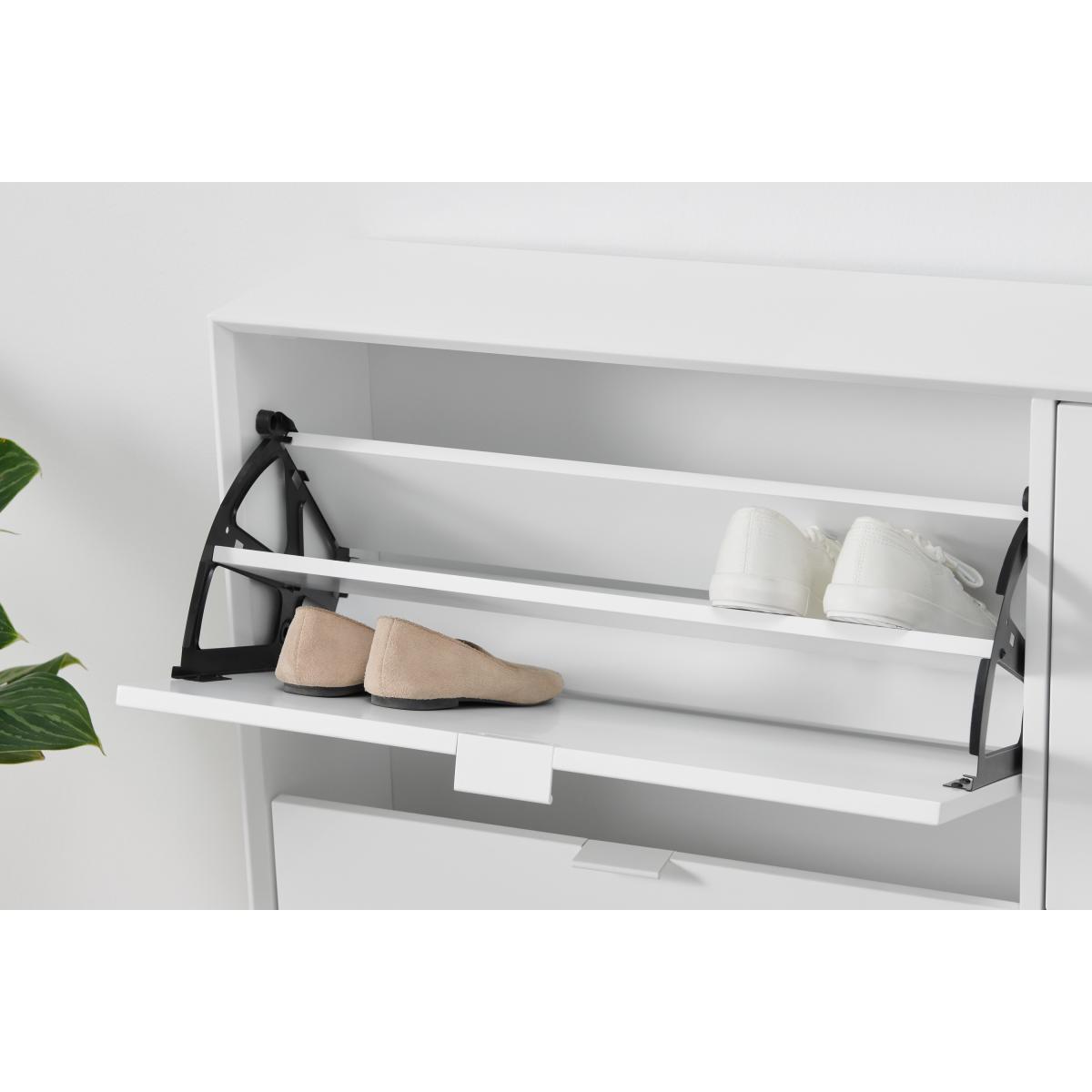 Marcell Wide Double Shoe Storage Cabinet, White – image 5