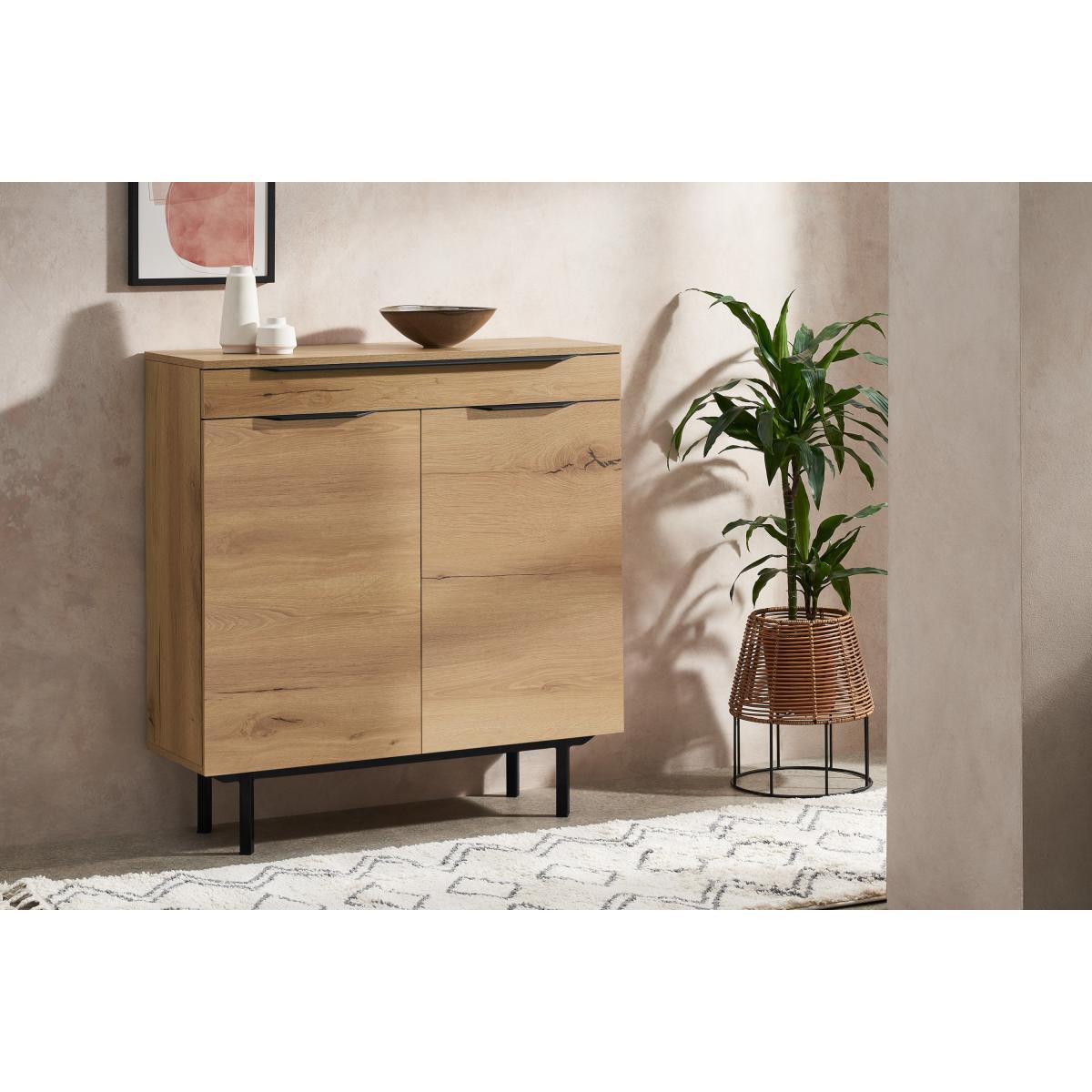 Damien Shoe Storage, Distressed Oak Effect & Black – image 4