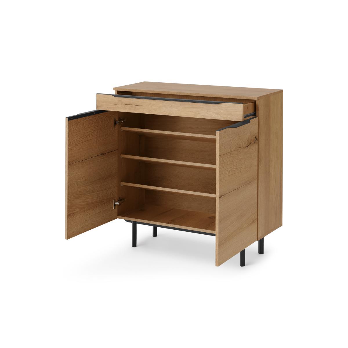 Damien Shoe Storage, Distressed Oak Effect & Black – image 6
