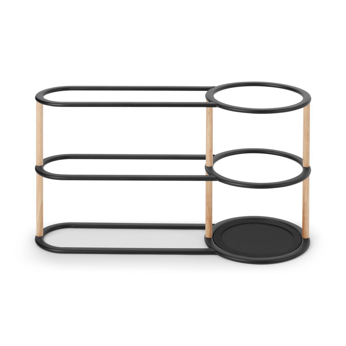 Huldra Umbrella Stand with Shoe Rack, Black Metal & Wood – image 2