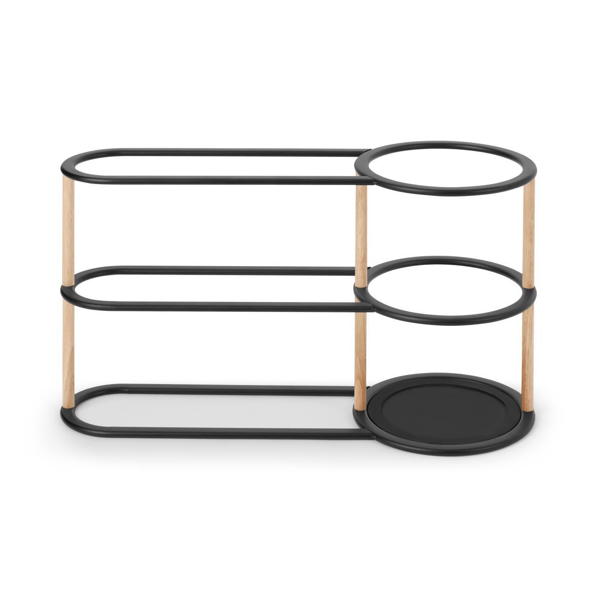 Huldra Umbrella Stand with Shoe Rack, Black Metal & Wood – image 6