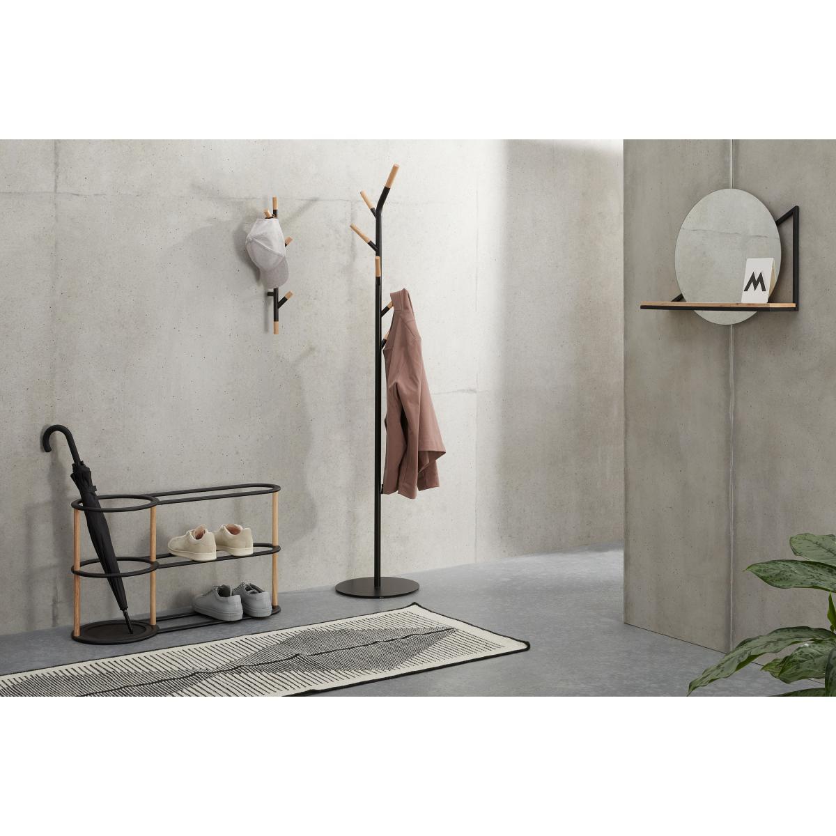 Huldra Umbrella Stand with Shoe Rack, Black Metal & Wood – image 8