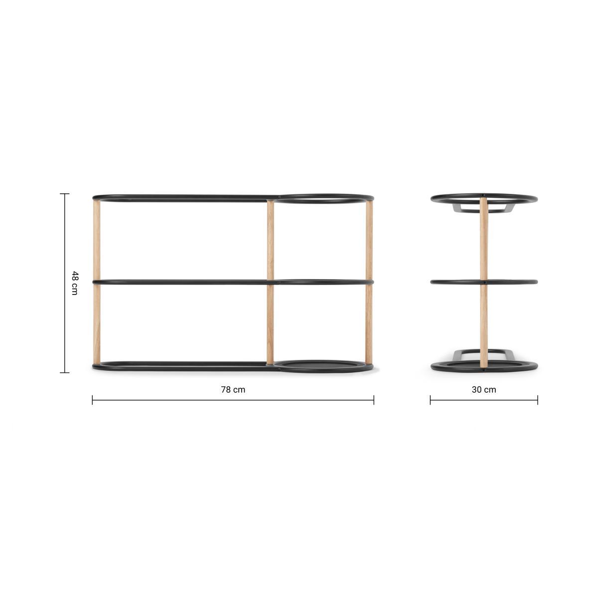 Huldra Umbrella Stand with Shoe Rack, Black Metal & Wood – image 9