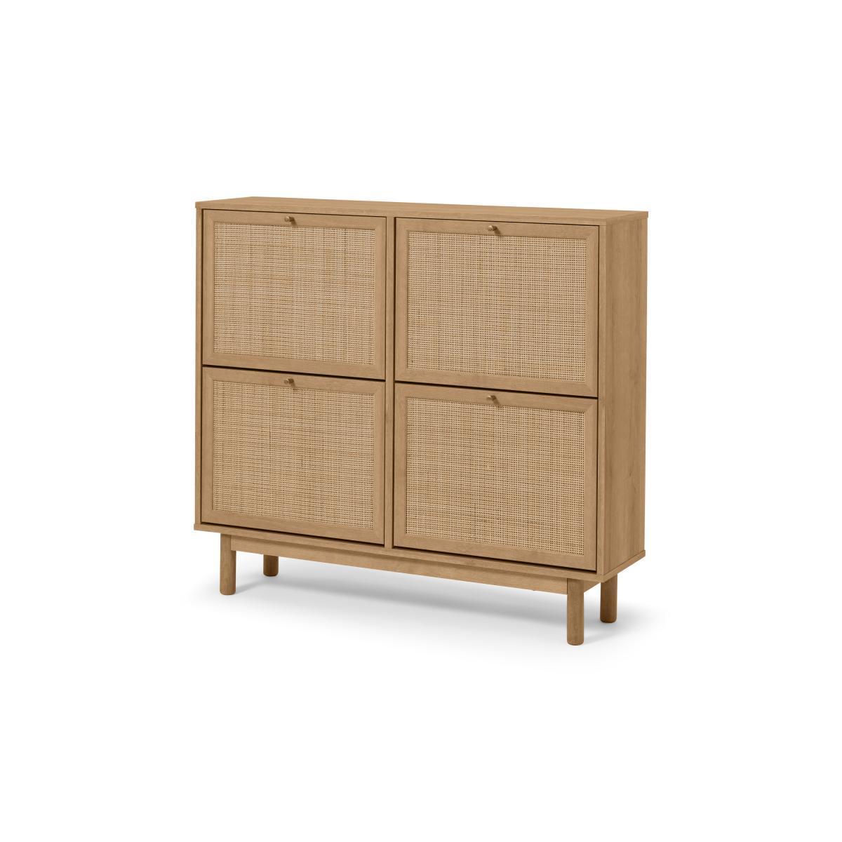 Pavia Wide Double Shoe Storage, Natural Rattan & Oak Effect – image 3