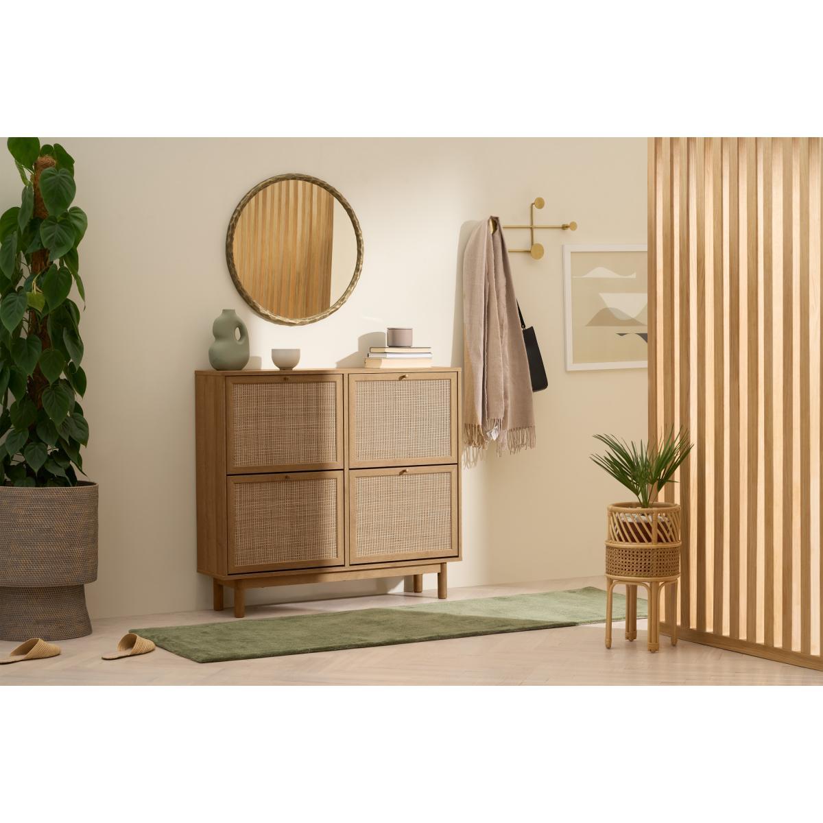 Pavia Wide Double Shoe Storage, Natural Rattan & Oak Effect – image 4