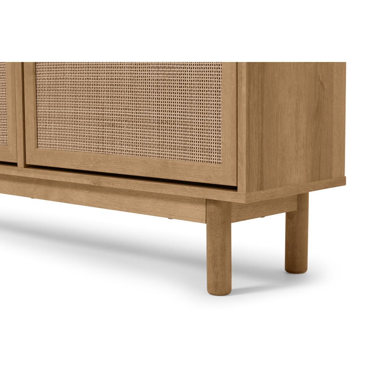 Pavia Wide Double Shoe Storage, Natural Rattan & Oak Effect – image 8