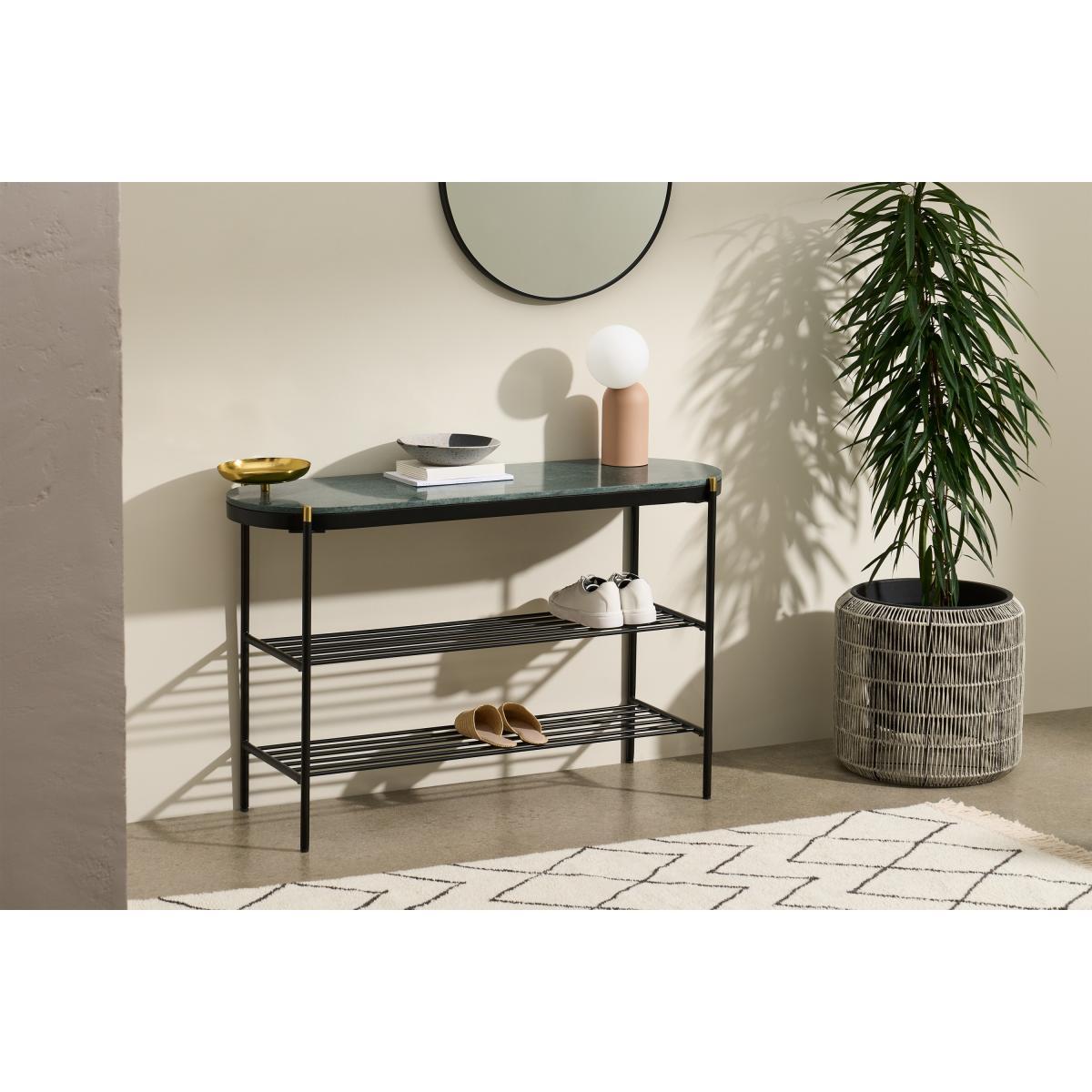 Masa Shoe Storage Console, Green Marble & Brass – image 4