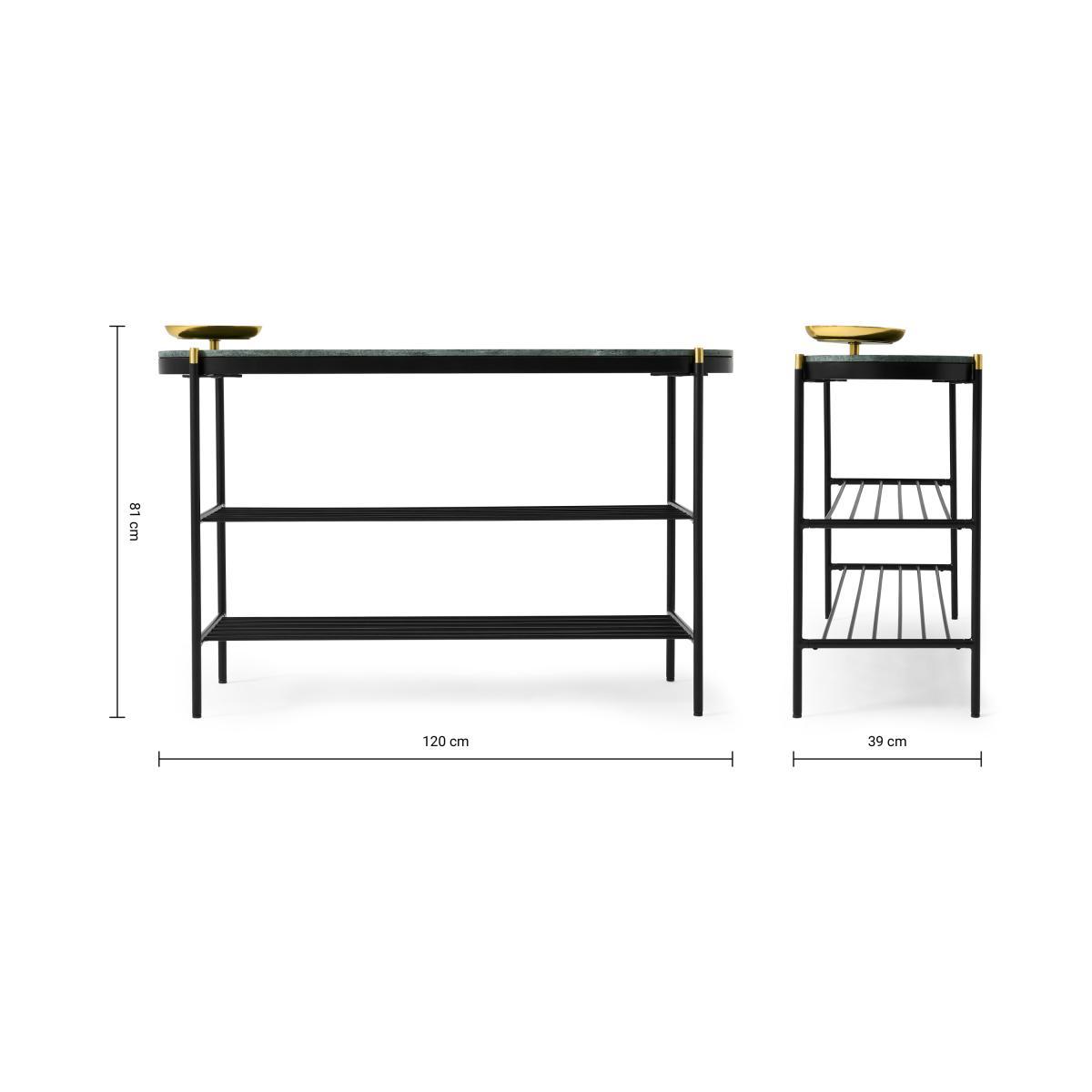 Masa Shoe Storage Console, Green Marble & Brass – image 9