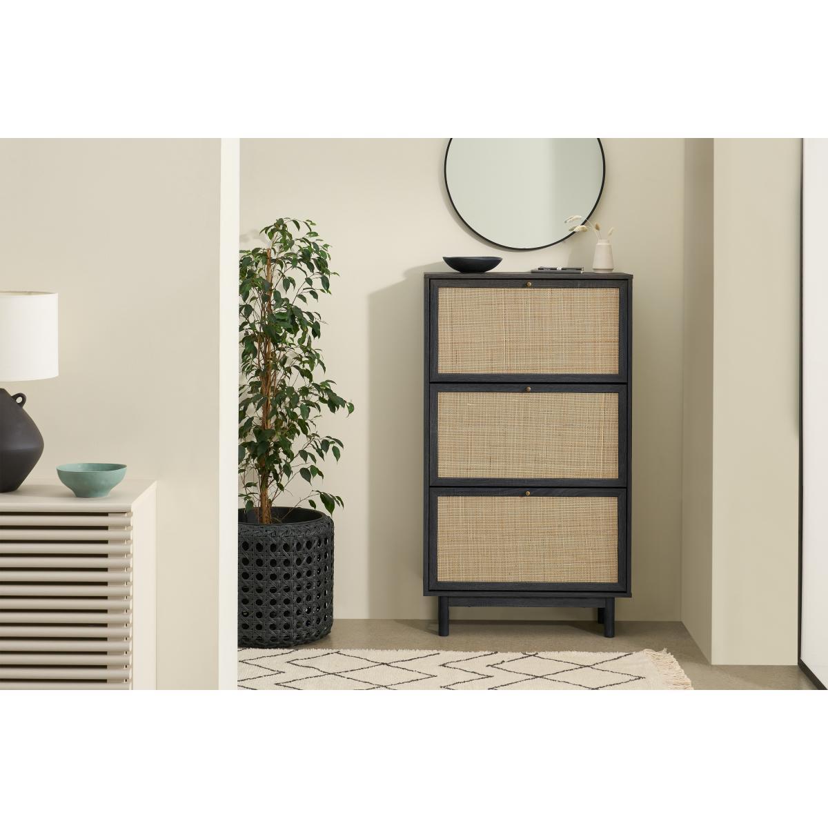 Pavia Double Shoe Storage, Natural Rattan & Black Wood Effect – image 4