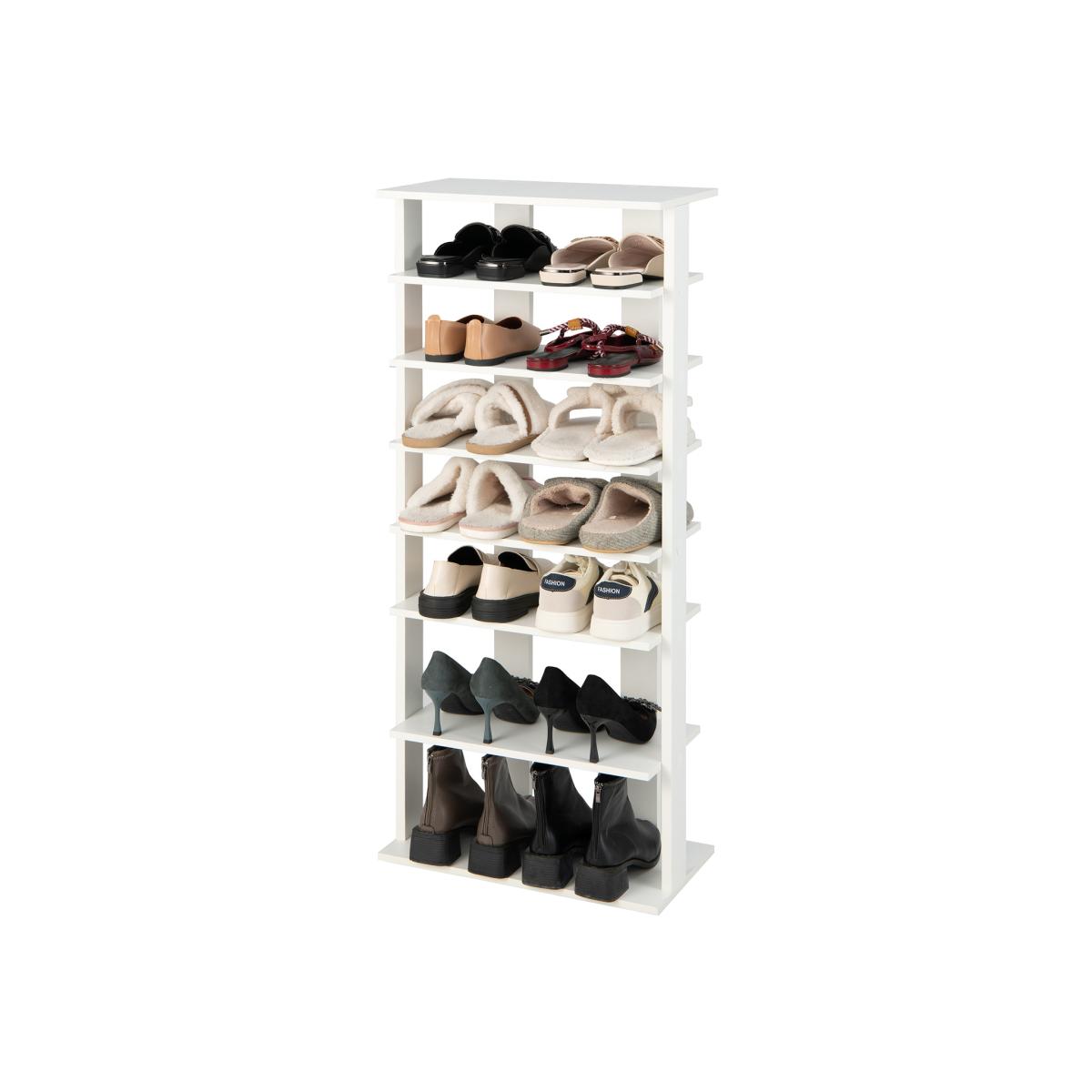 7 Tiers Tall Shoe Rack Storage Shelf - White