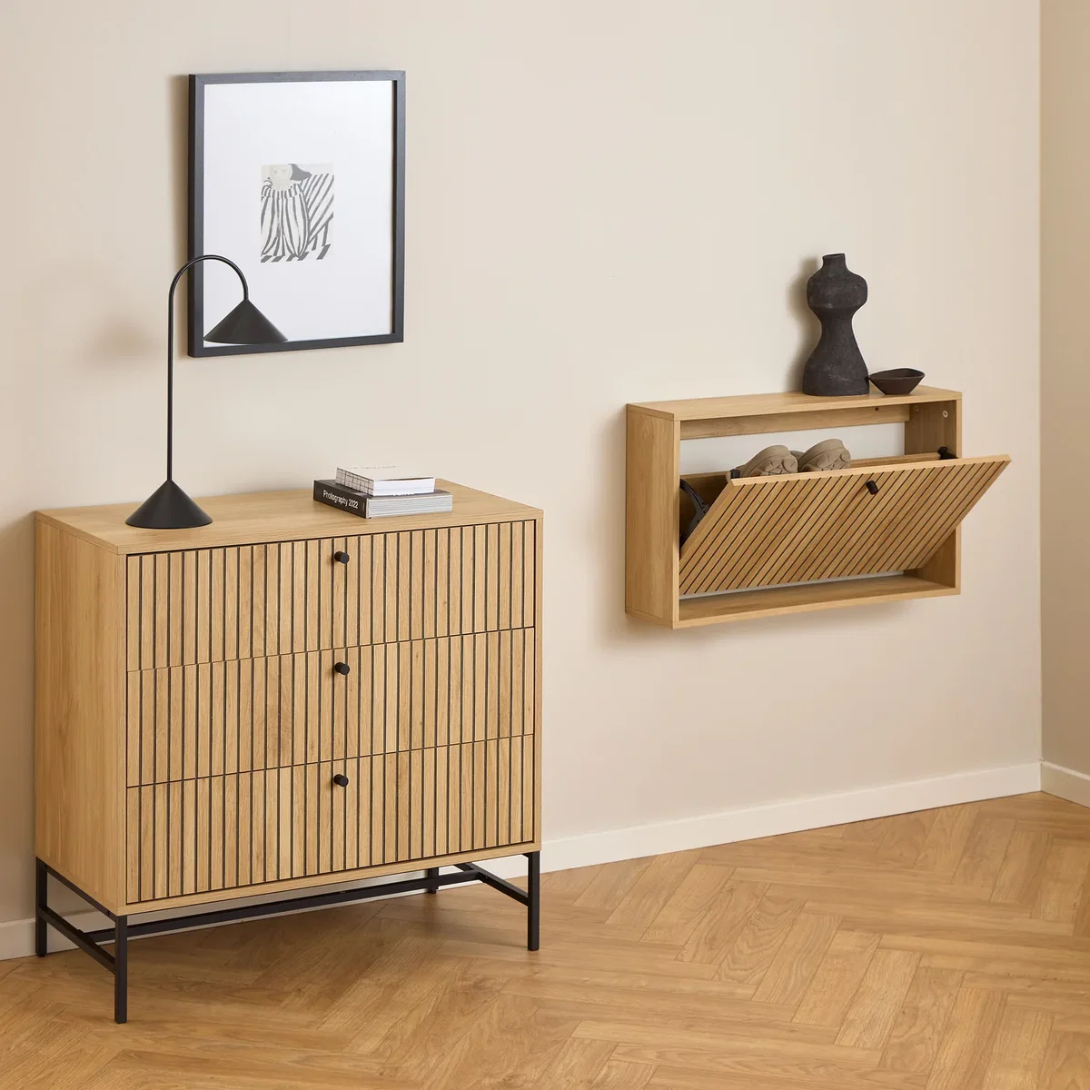 Albany Shoe Cabinet 1 Flip Down Door In Oak - Oak – image 5