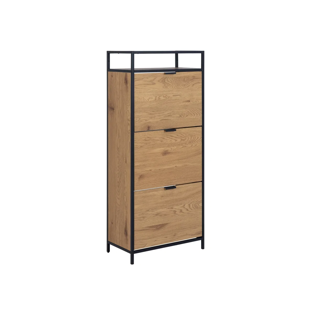 Seaford Shoe Cabinet in Black and Oak - Frame steel matt black rough powder coated / – image 1