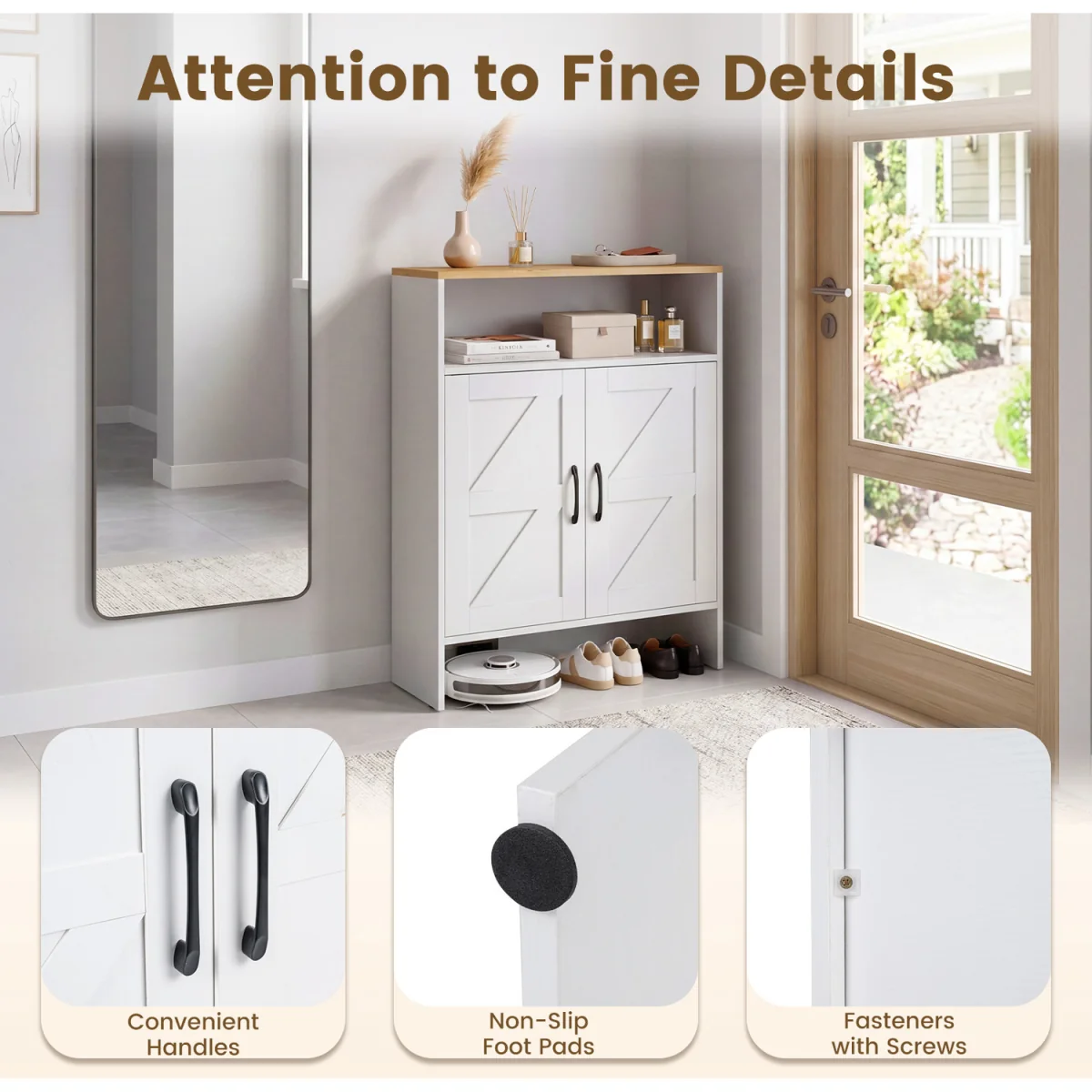 Shoe Cabinet with 2 Barn Doors - White – image 2