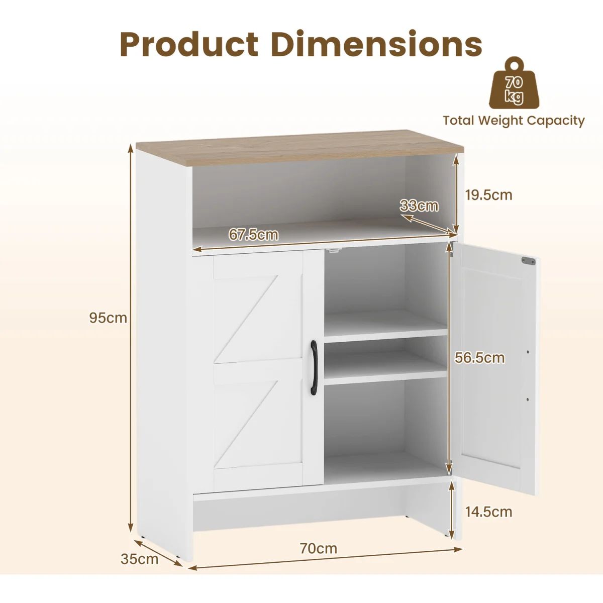 Shoe Cabinet with 2 Barn Doors - White – image 3