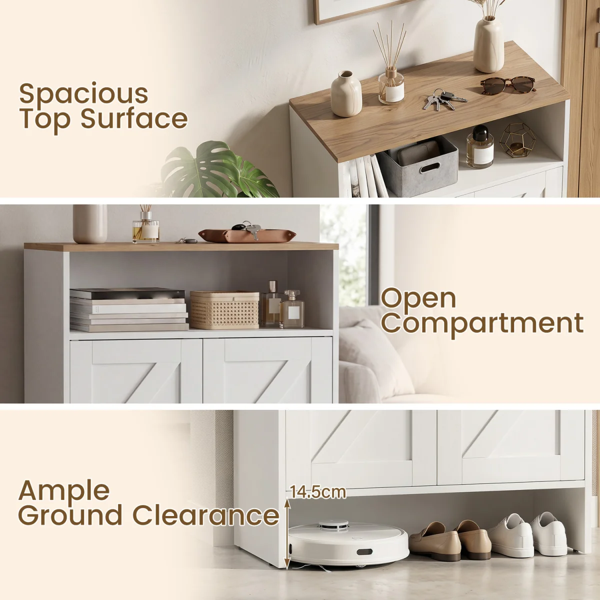 Shoe Cabinet with 2 Barn Doors - White – image 8