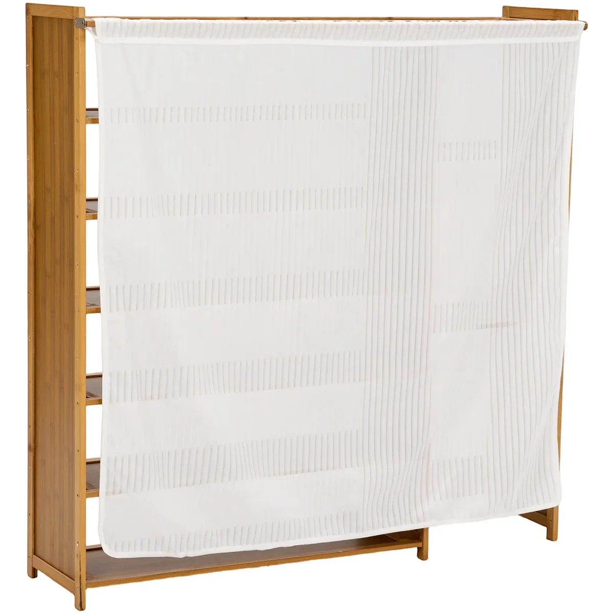 7-Tier Bamboo Shoe Rack with Dust Cover - Natural Wood – image 3
