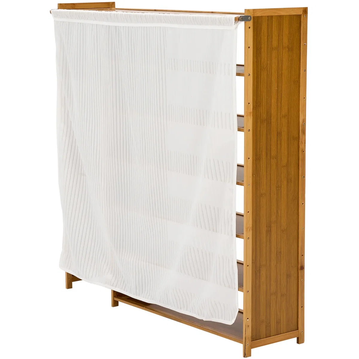 7-Tier Bamboo Shoe Rack with Dust Cover - Natural Wood – image 4