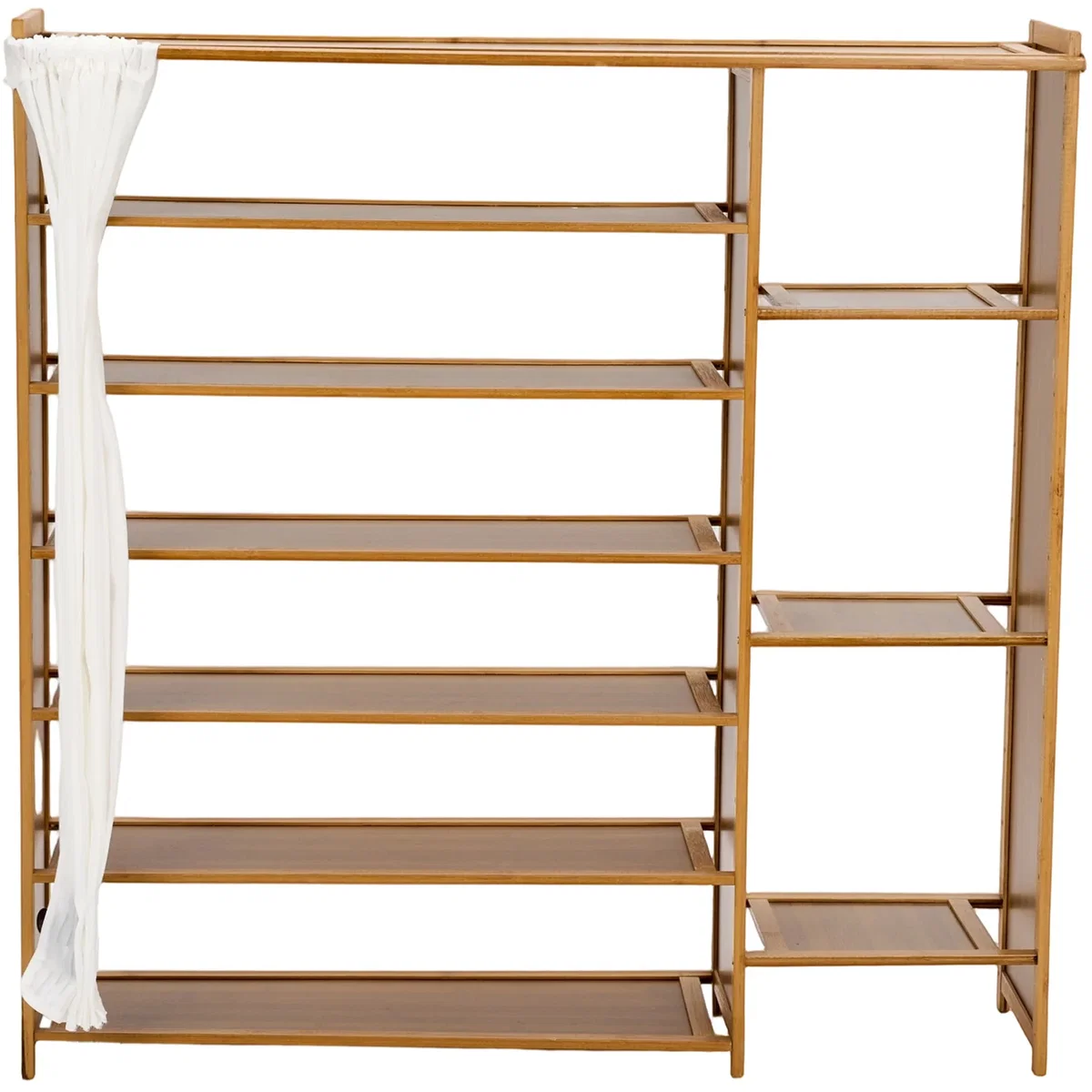 7-Tier Bamboo Shoe Rack with Dust Cover - Natural Wood – image 6