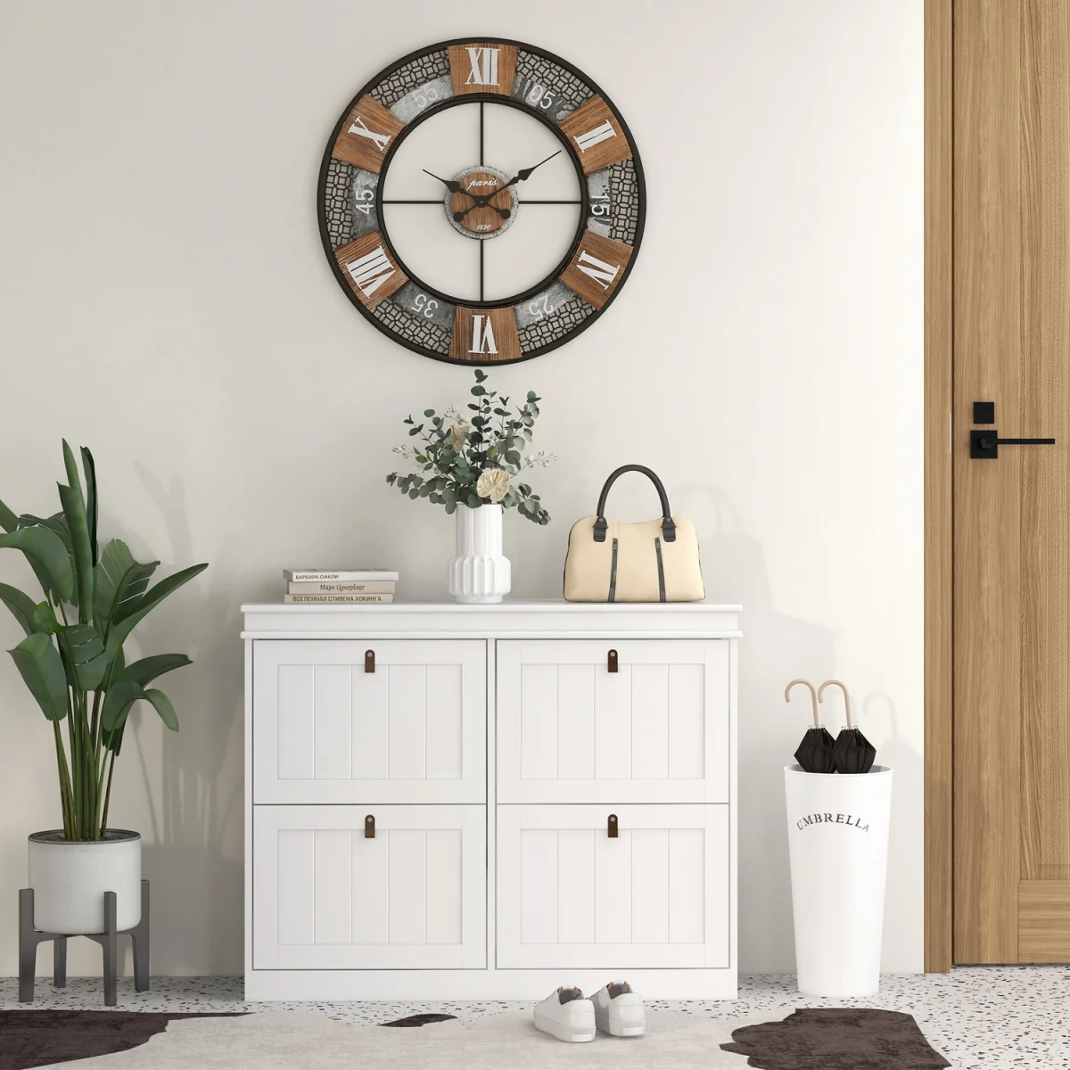 HOMCOM Slim Shoe Cabinet with Adjustable Shelves for Hallway - White – image 8