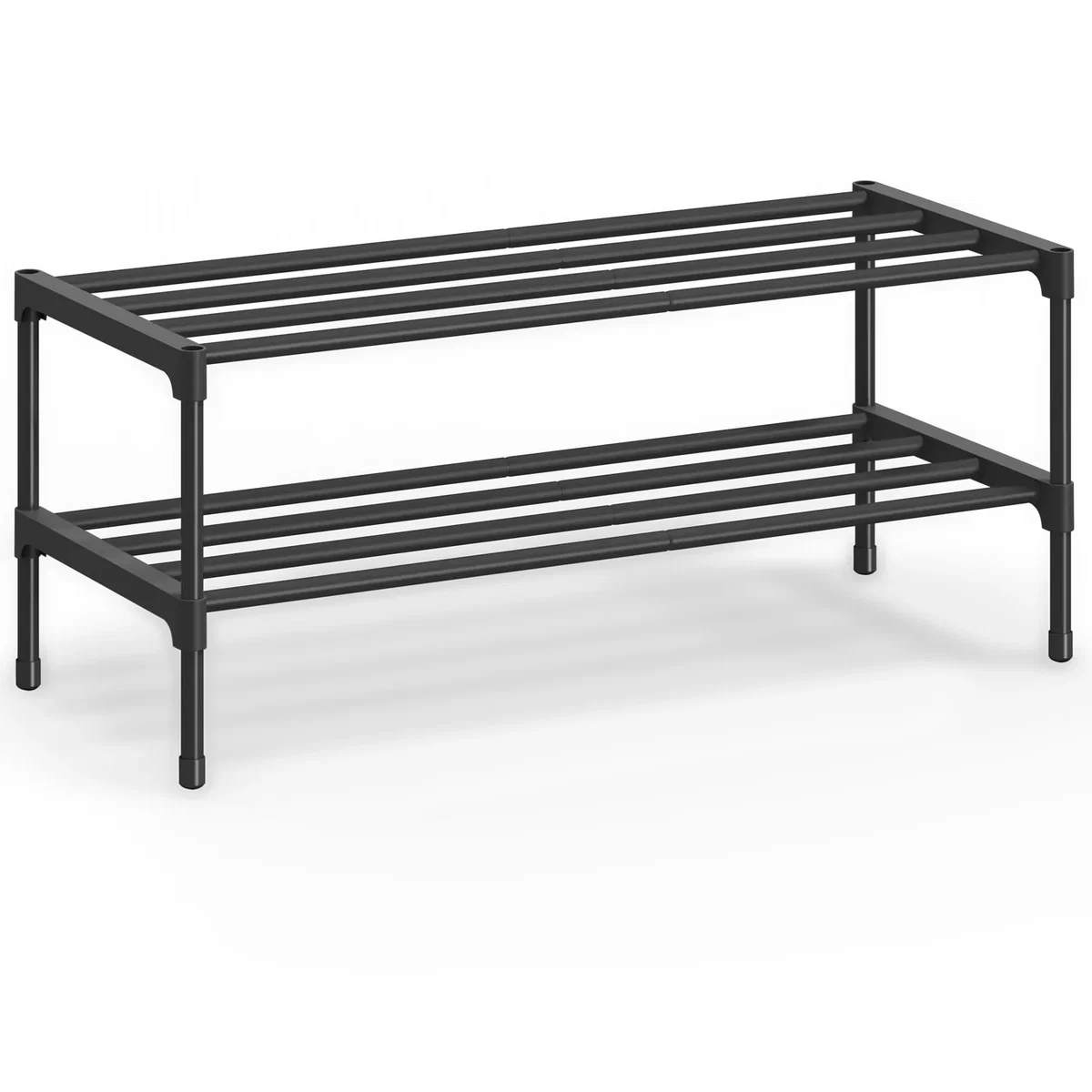 SONGMICS Shoe Rack, 2-Tier Slim Shoe Organiser Shelf, Metal Rack - Black – image 2