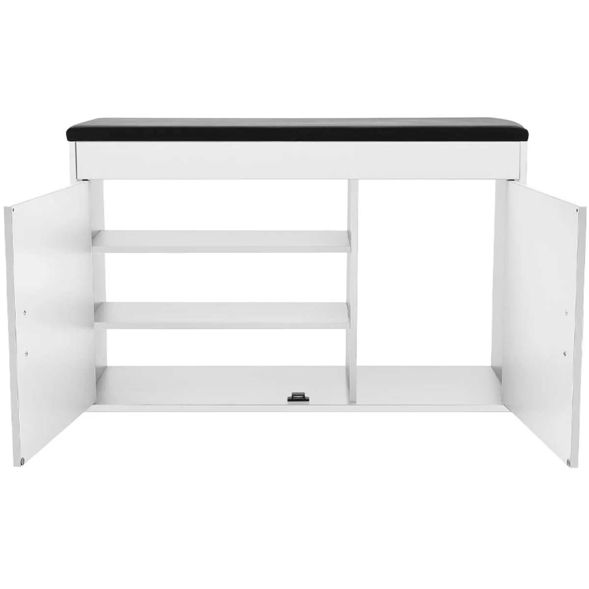 Shoe Storage Bench with Padded Seat - White + Black – image 4