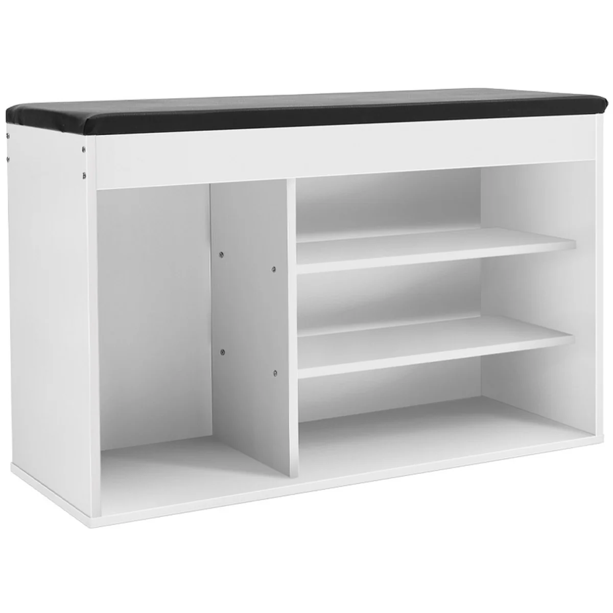 Shoe Storage Bench with Padded Seat - White + Black – image 5
